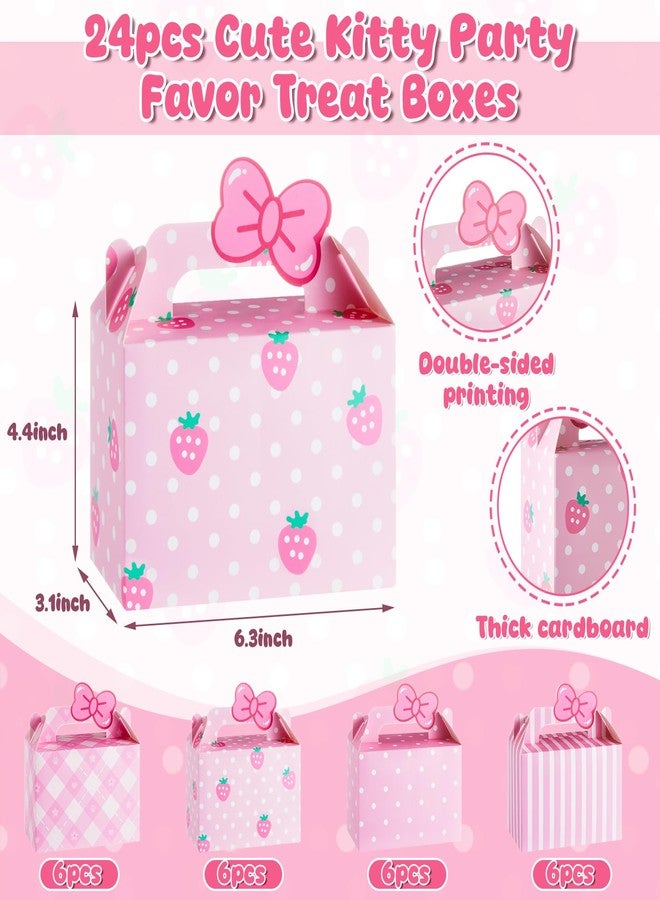 مارسبارك علب هدايا مارسبارك، ٢٤ قطعة، بتصميم قطة كرتونية، مزينة بفيونكة وردية، مثالية لحفلات أعياد الميلاد ذات طابع القطط. علب حلوى وهدايا لحفلات أعياد الميلاد ذات طابع القطط. - Image 2